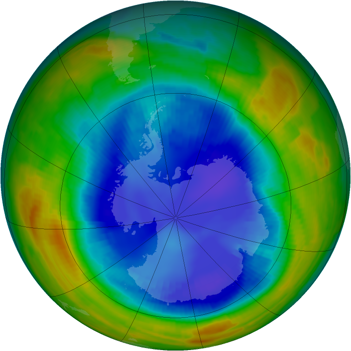 Antarctic ozone map for 24 August 1996
